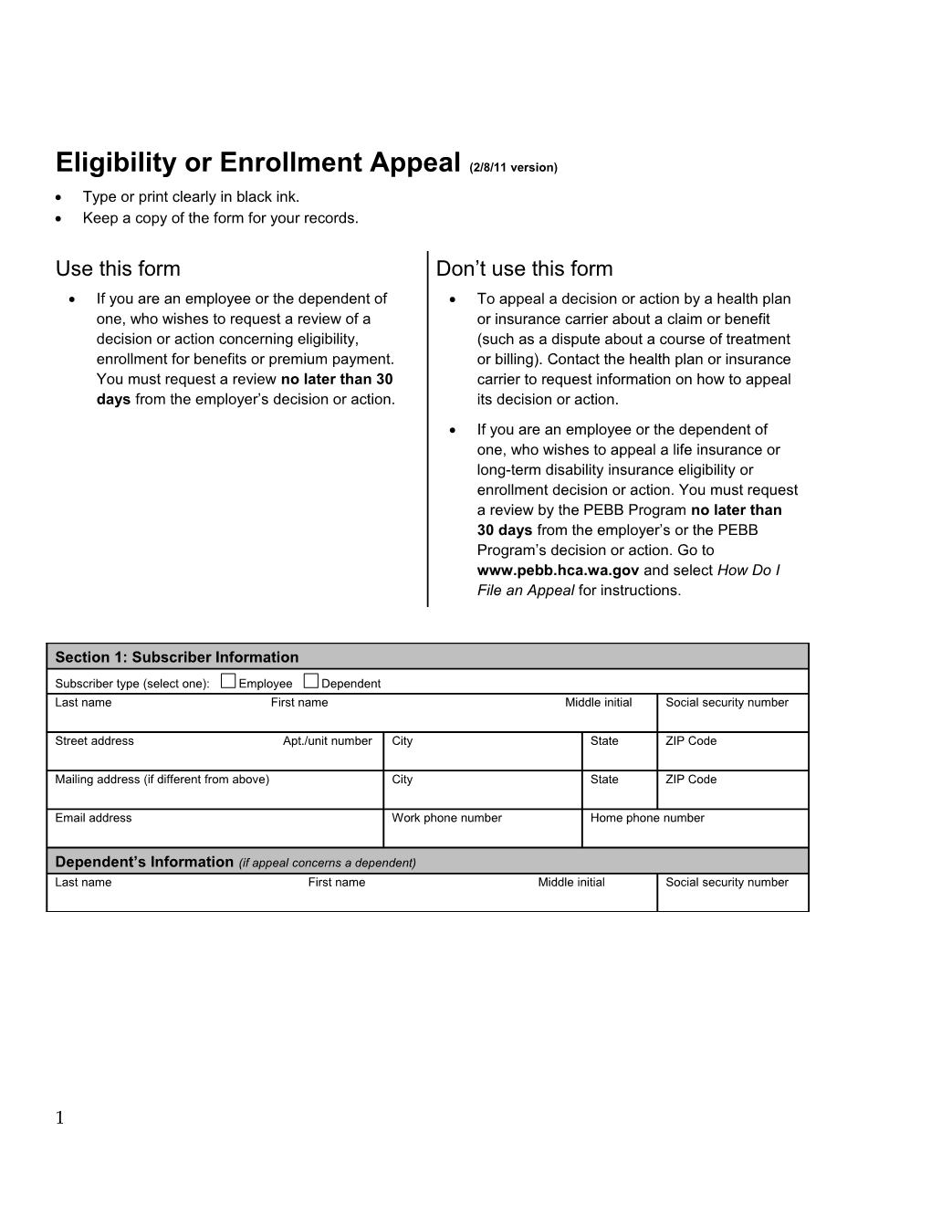 Benefits Enrollment Or Eligibility Appeal