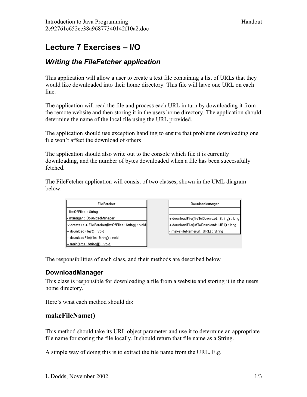 Lecture 3 Exercises Writing Applications s1