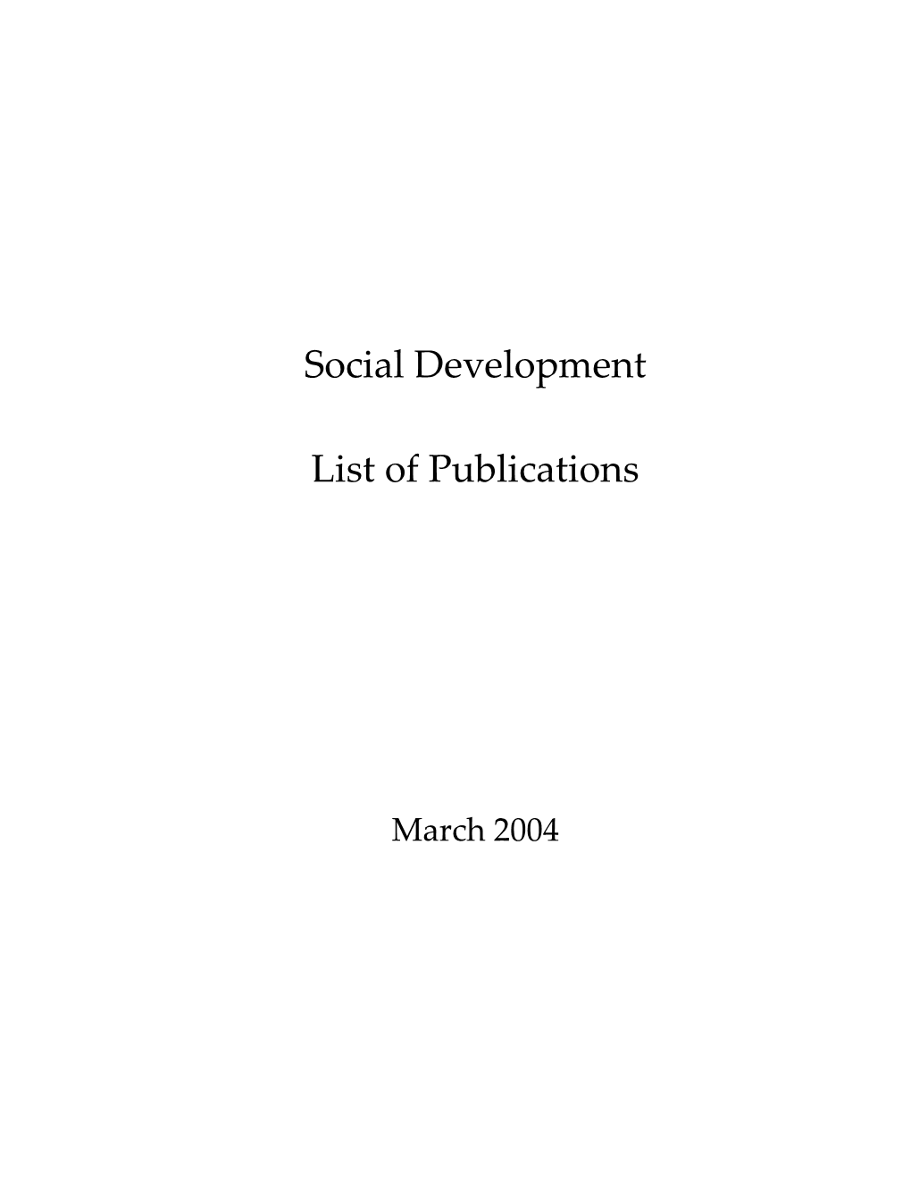 Social Development Papers