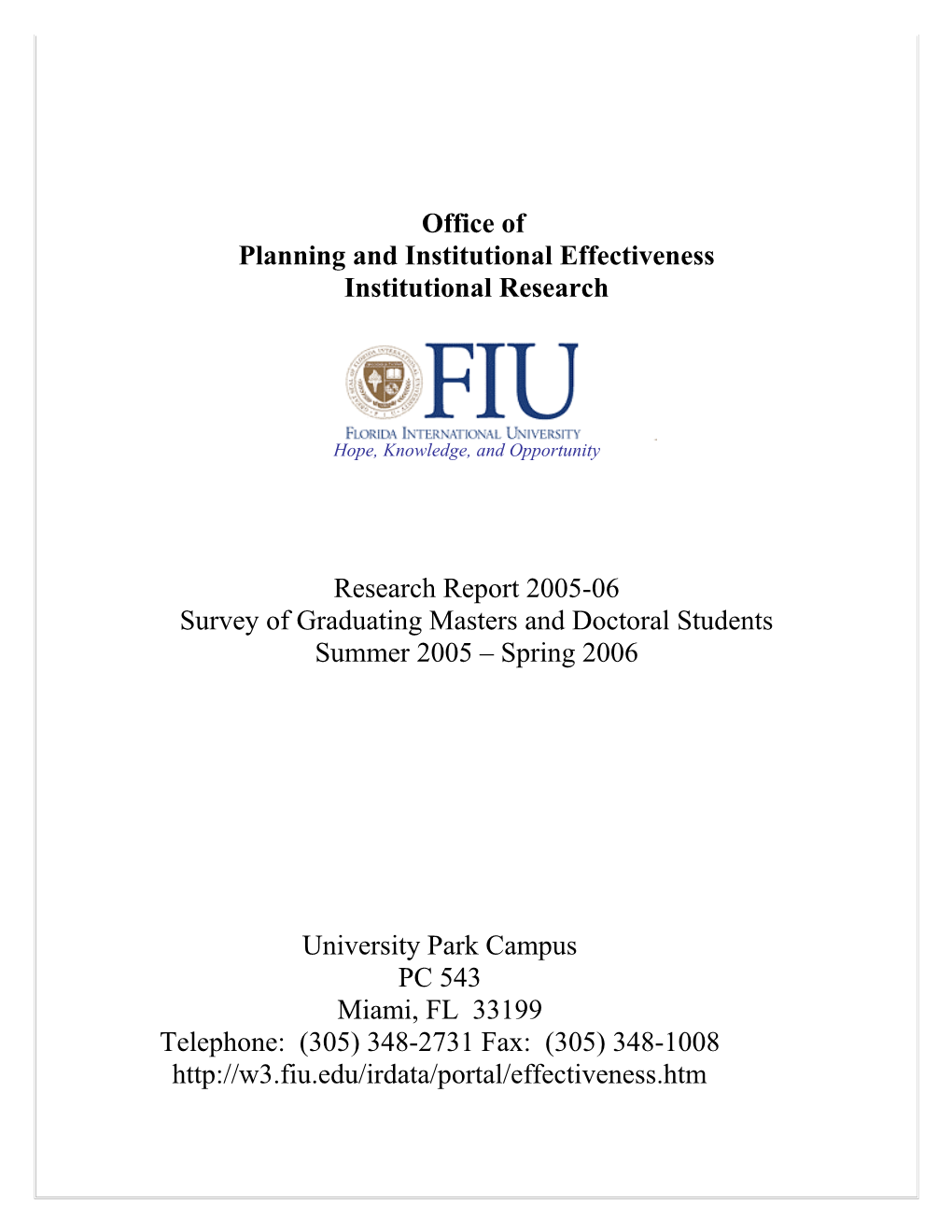 Planning and Institutional Effectiveness