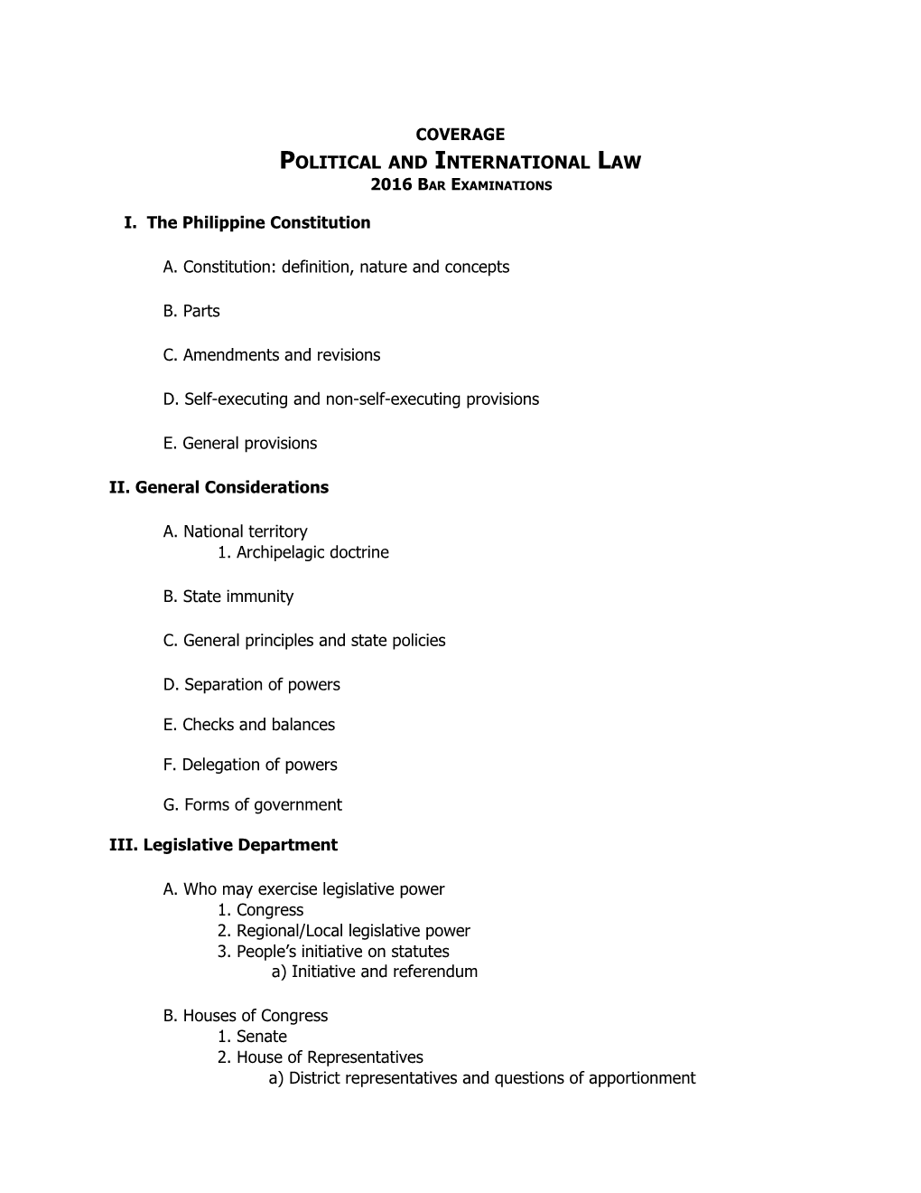 Syllabus for the 2013 Bar Examinations