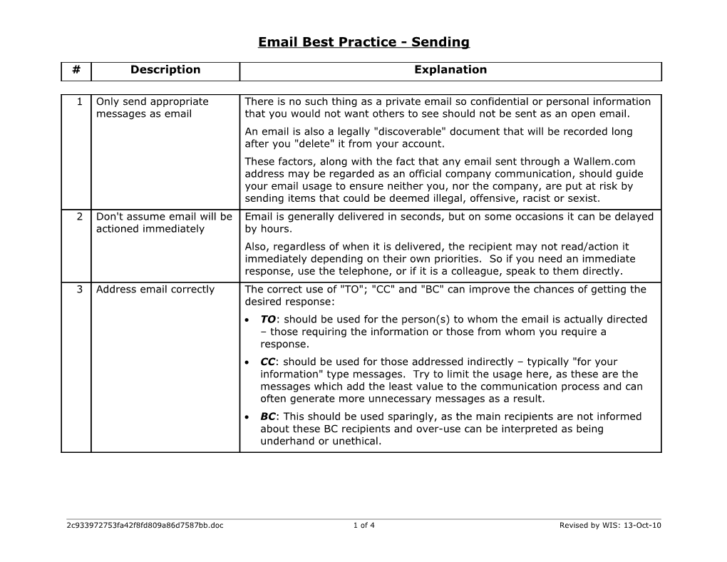 Email Best Practice - Sending