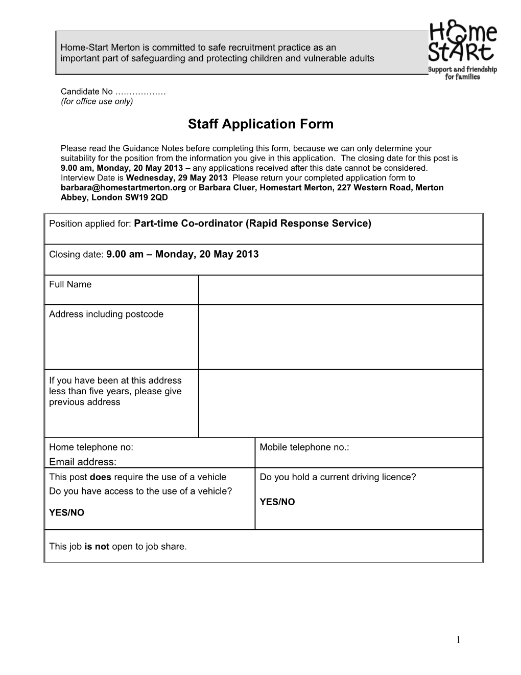 Schemes Should Note That Prior to Sending This Application Form Please Ensure That You
