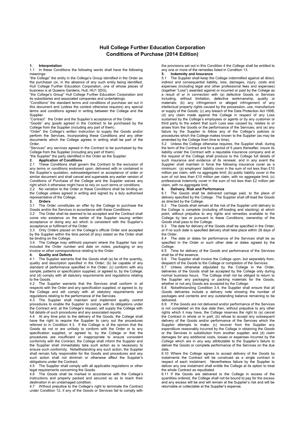 HCUK Conditions of Purchase Truncated