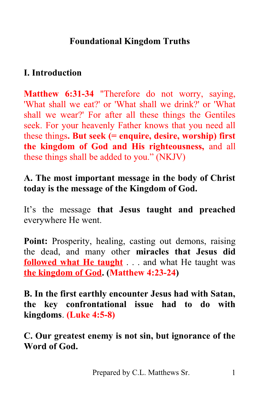 Foundational Kingdom Truths Pt