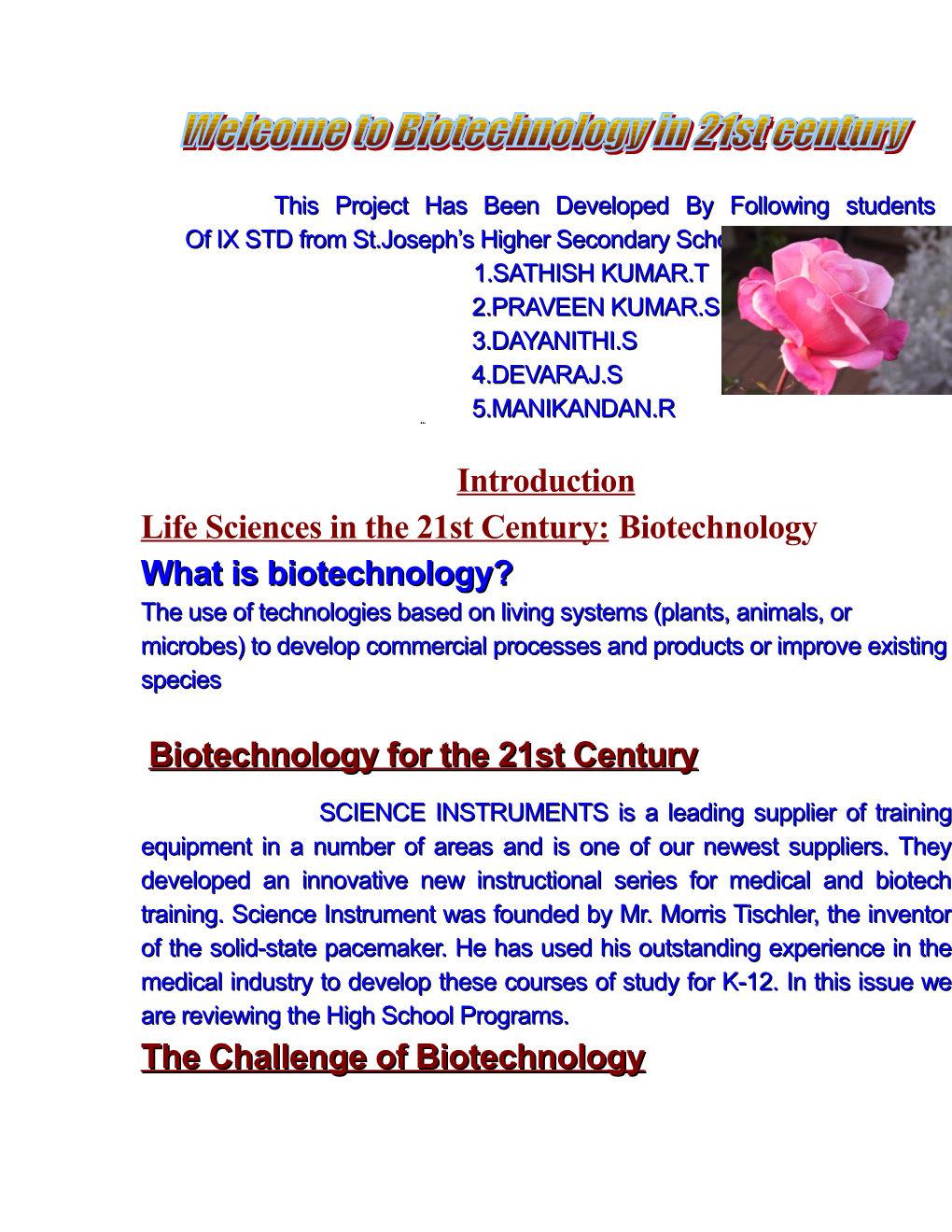 Welcome to Biotechnology in 21St Century