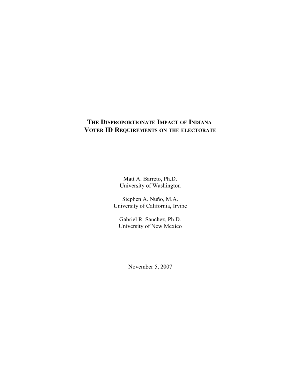 Voter ID Requirements and the Disenfranchisements of Latino, Black and Asian Voters