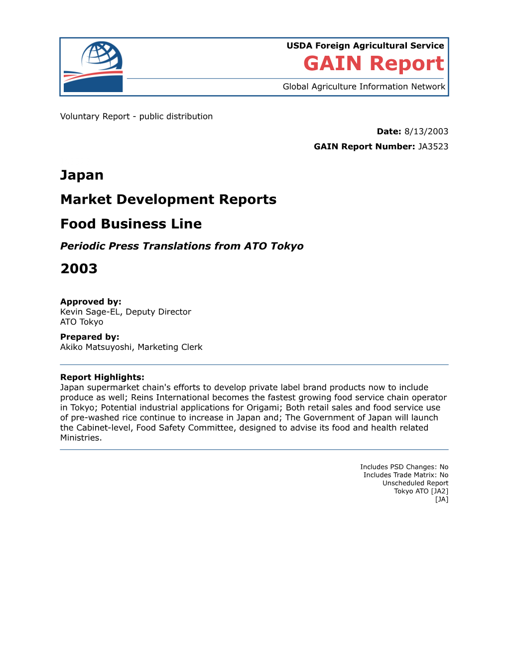 Voluntary Report - Public Distribution s39