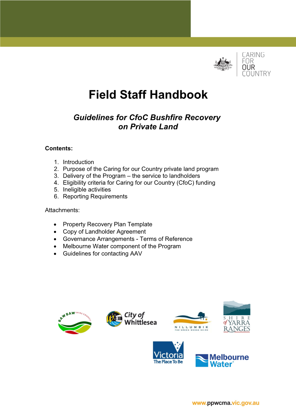 Guidelines for Cfoc Bushfire Recovery