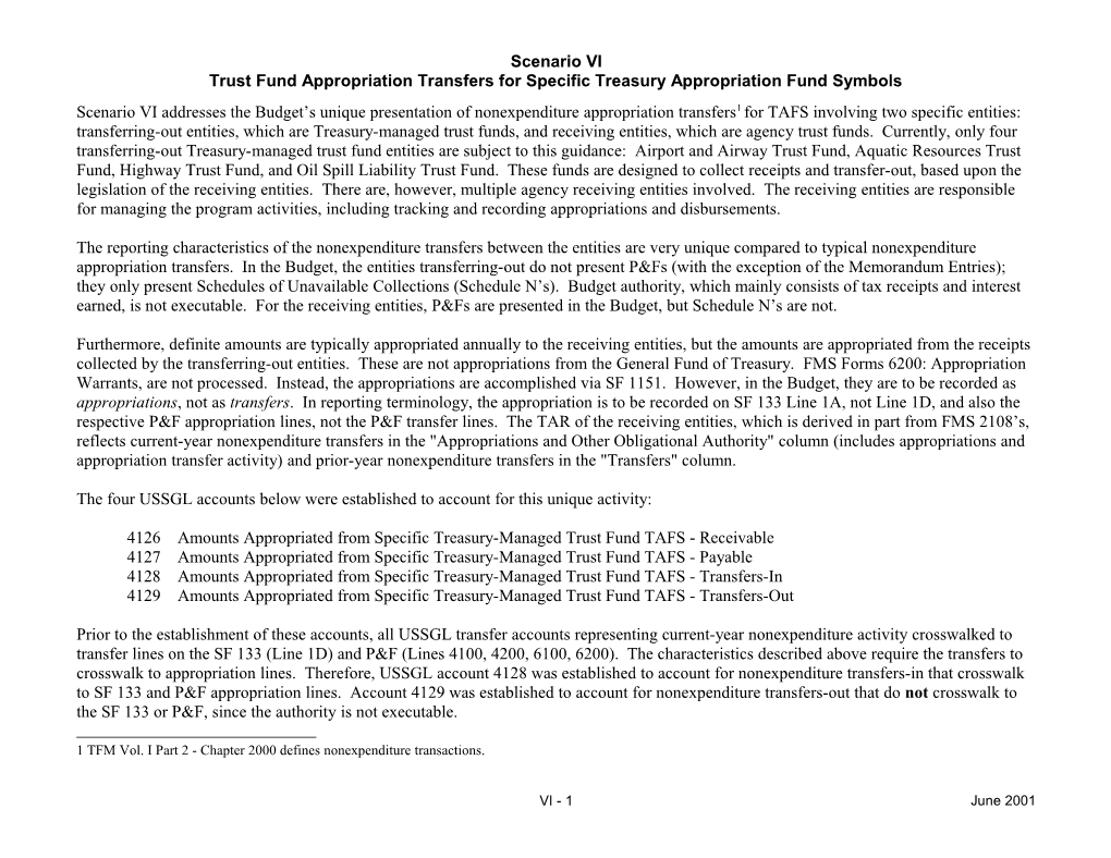 Trust Fund Appropriation Transfers for Specific Treasury Appropriation Fund Symbols