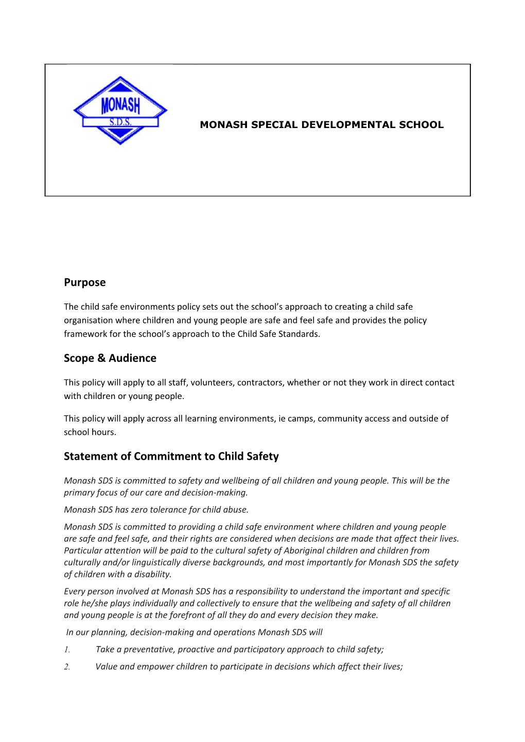 Statement of Commitment to Child Safety