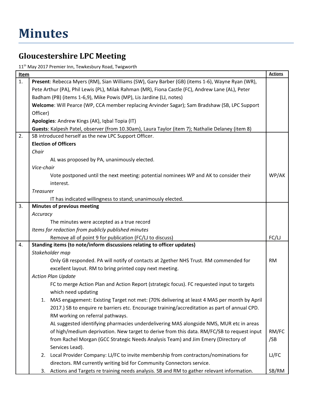 Gloucestershire LPC Meeting