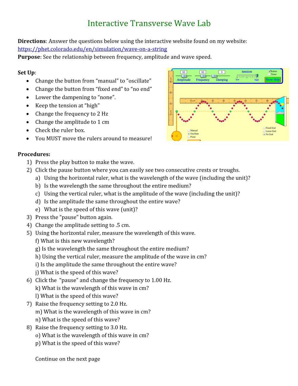 Interactive Transverse Wave Lab