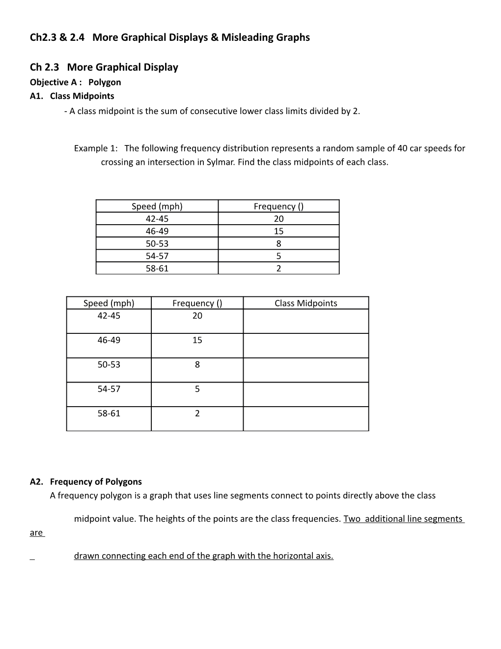 Ch2.3 & 2.4 More Graphical Displays & Misleading Graphs