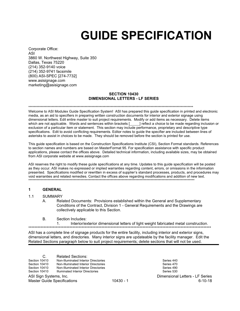 Guide Specification