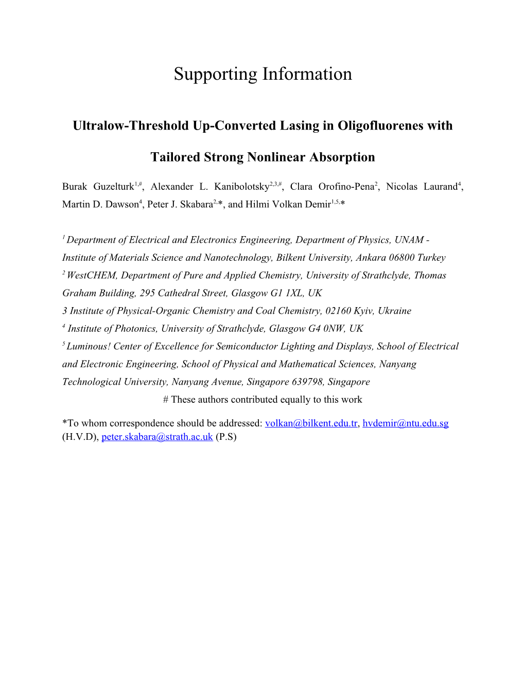 Ultralow-Threshold Up-Converted Lasing in Oligofluorenes with Tailored Strong Nonlinear