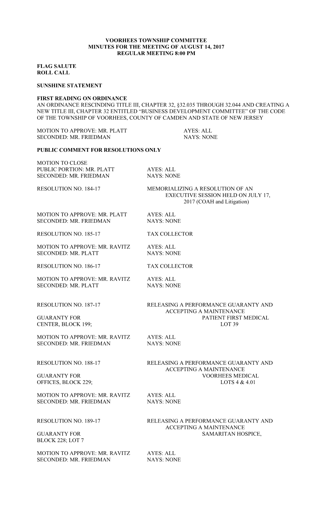 Voorhees Township Committee