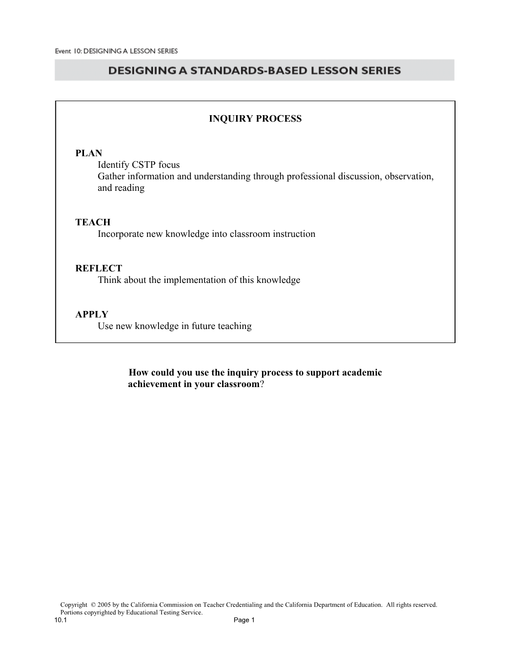 A: Designing a Standards-Based Lesson Series