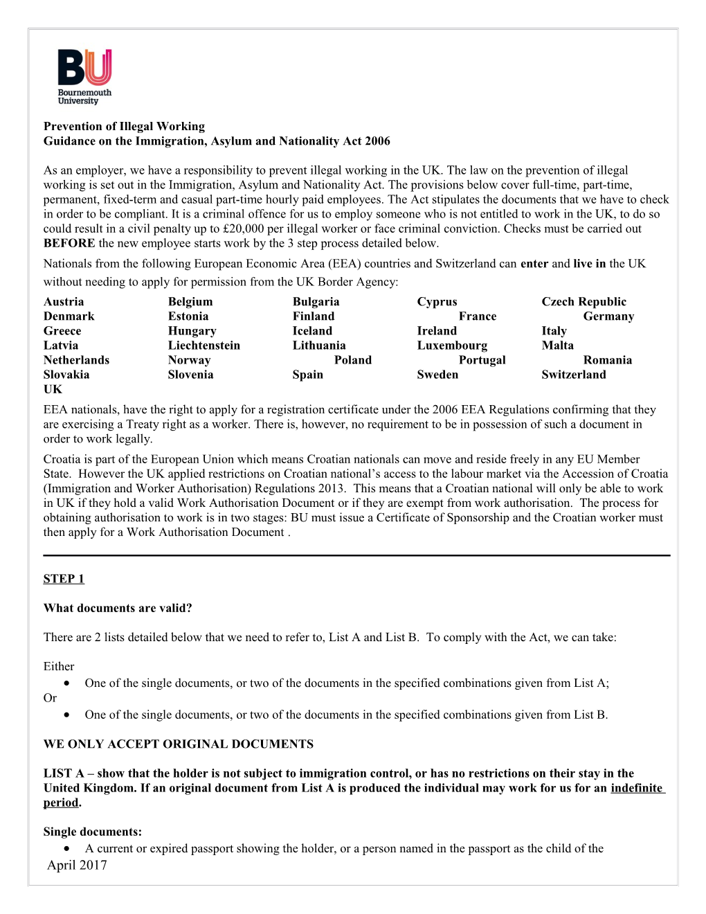 Implications of the Immigration (Restrictions on Employment) Order 2004