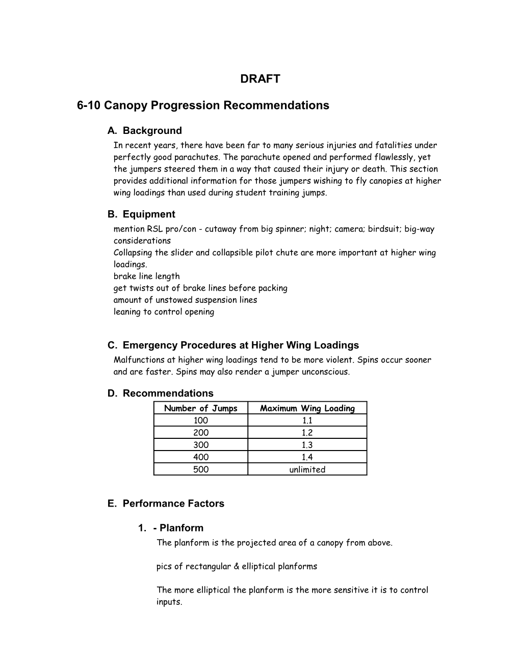 6-10 Canopy Progression Recommendations