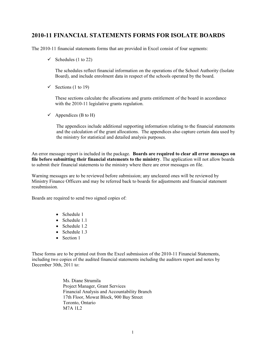 2010-11 Financial Statements Forms for Isolate Boards