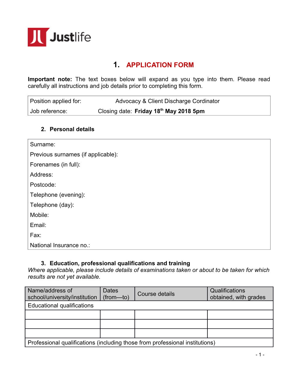 Generic UK-Based Application Form