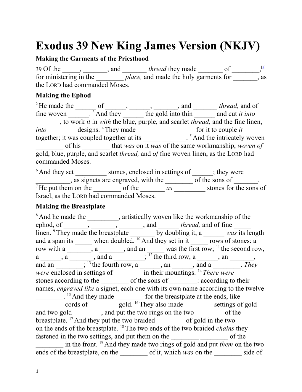 Exodus 39 New King James Version (NKJV)