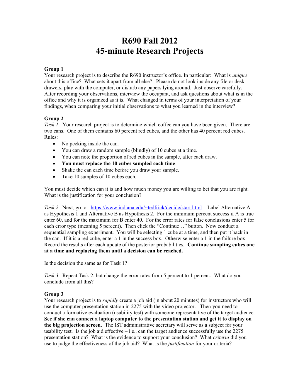 45-Minute Research Projects