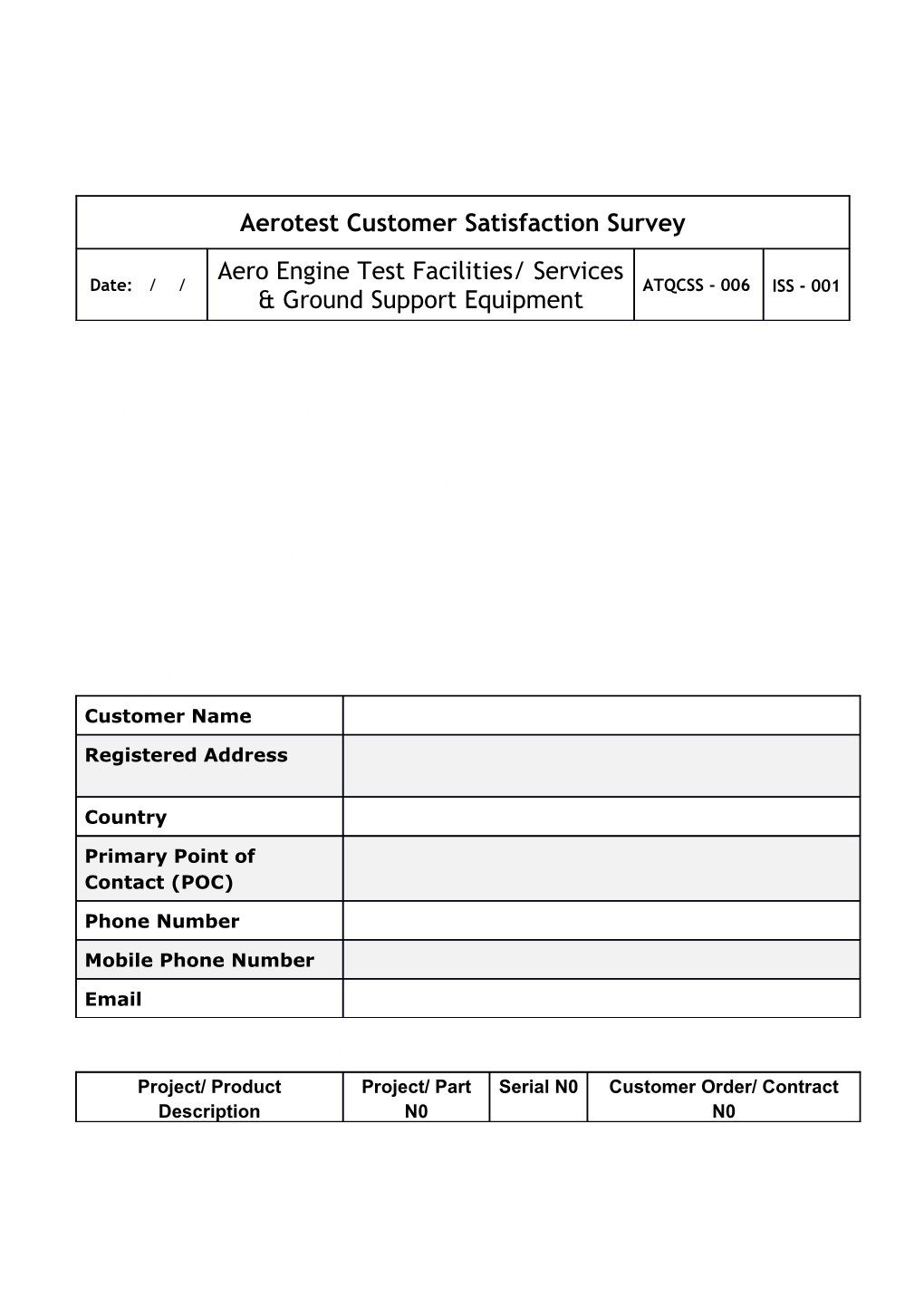 Customer Satisfaction Survey Objective