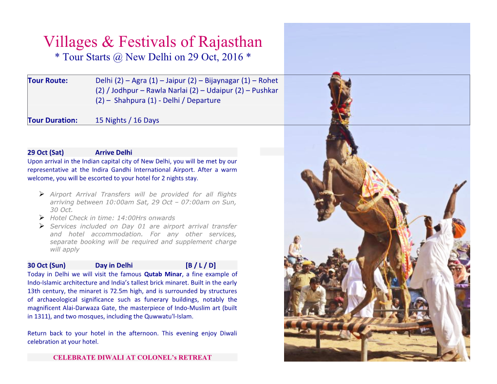 Villages & Festivals of Rajasthan