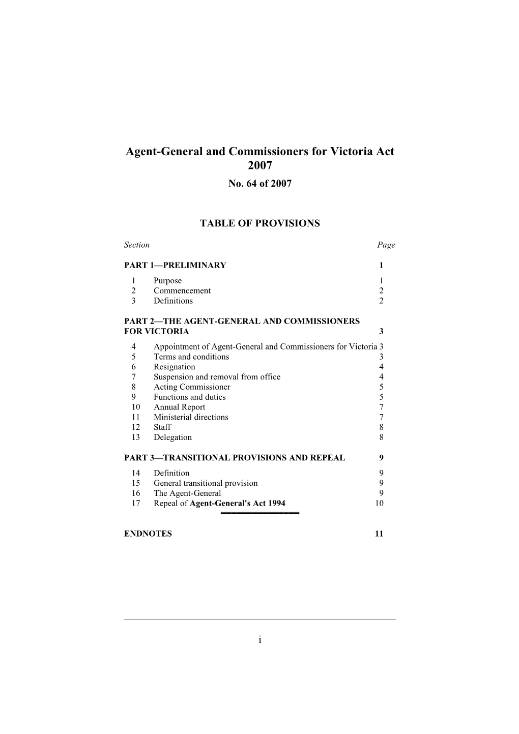 Agent-General and Commissioners for Victoria Act 2007