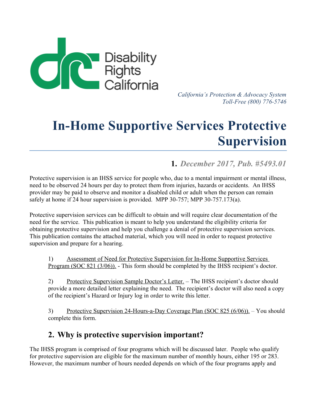 IHSS Protective Supervision Publication