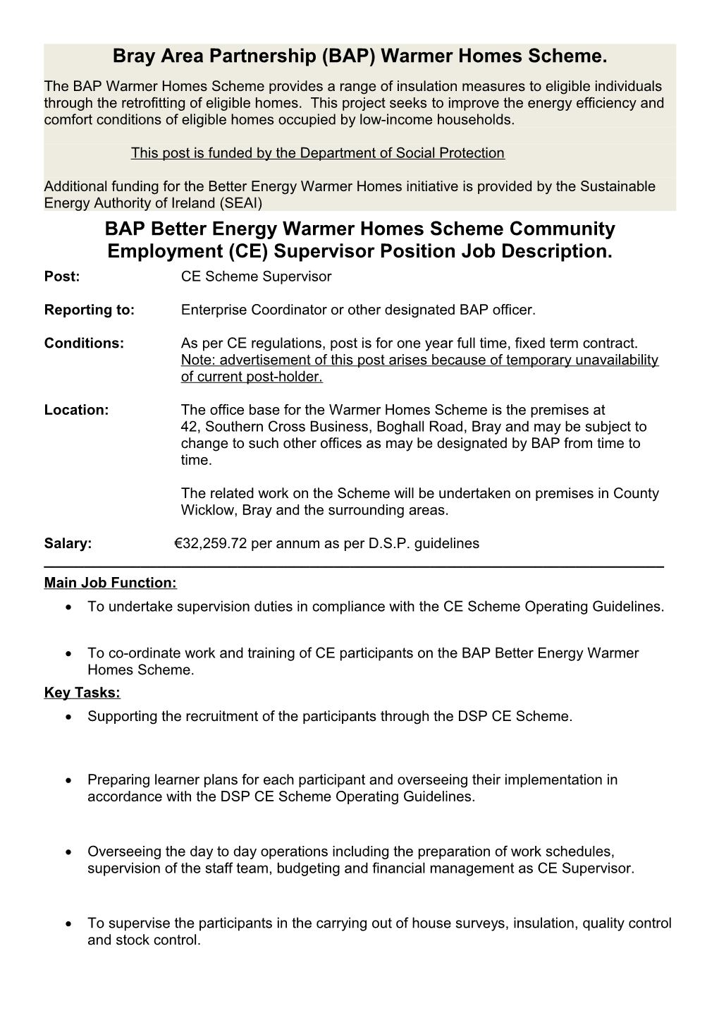 Bray Area Partnership (BAP) Warmer Homes Scheme