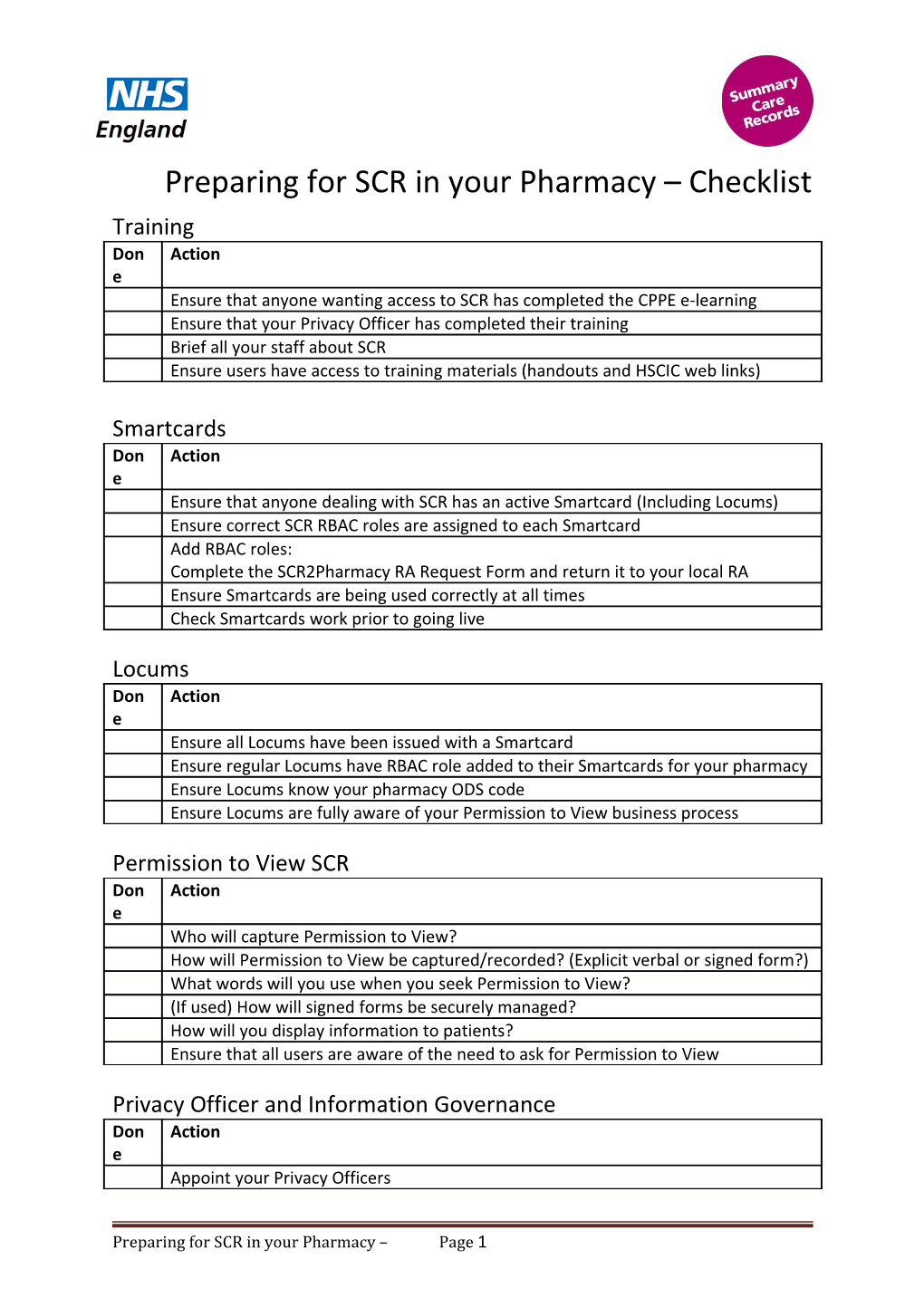 Preparing for SCR in Your Pharmacy Checklist