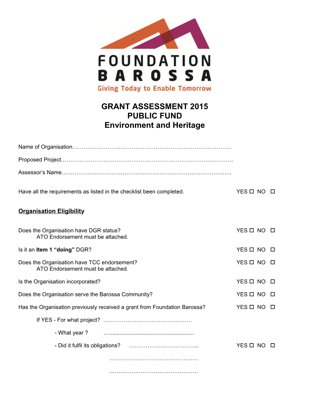 Grant Assessment 2015