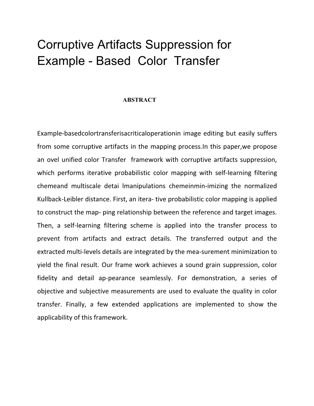 Corruptive Artifacts Suppression for Example-Based Color Transfer