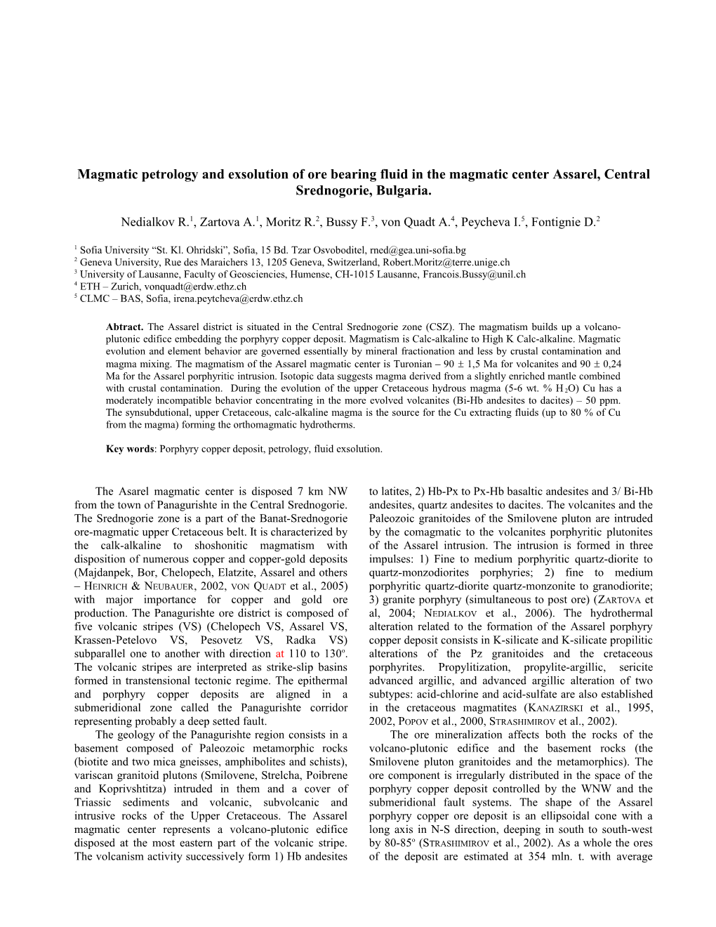 Ore-Generating Capability of the Magmatism of the Assarel Porphyry Copper District, Bulgaria