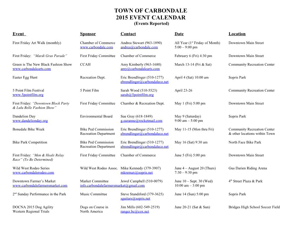 Carbondale Events Involving Town