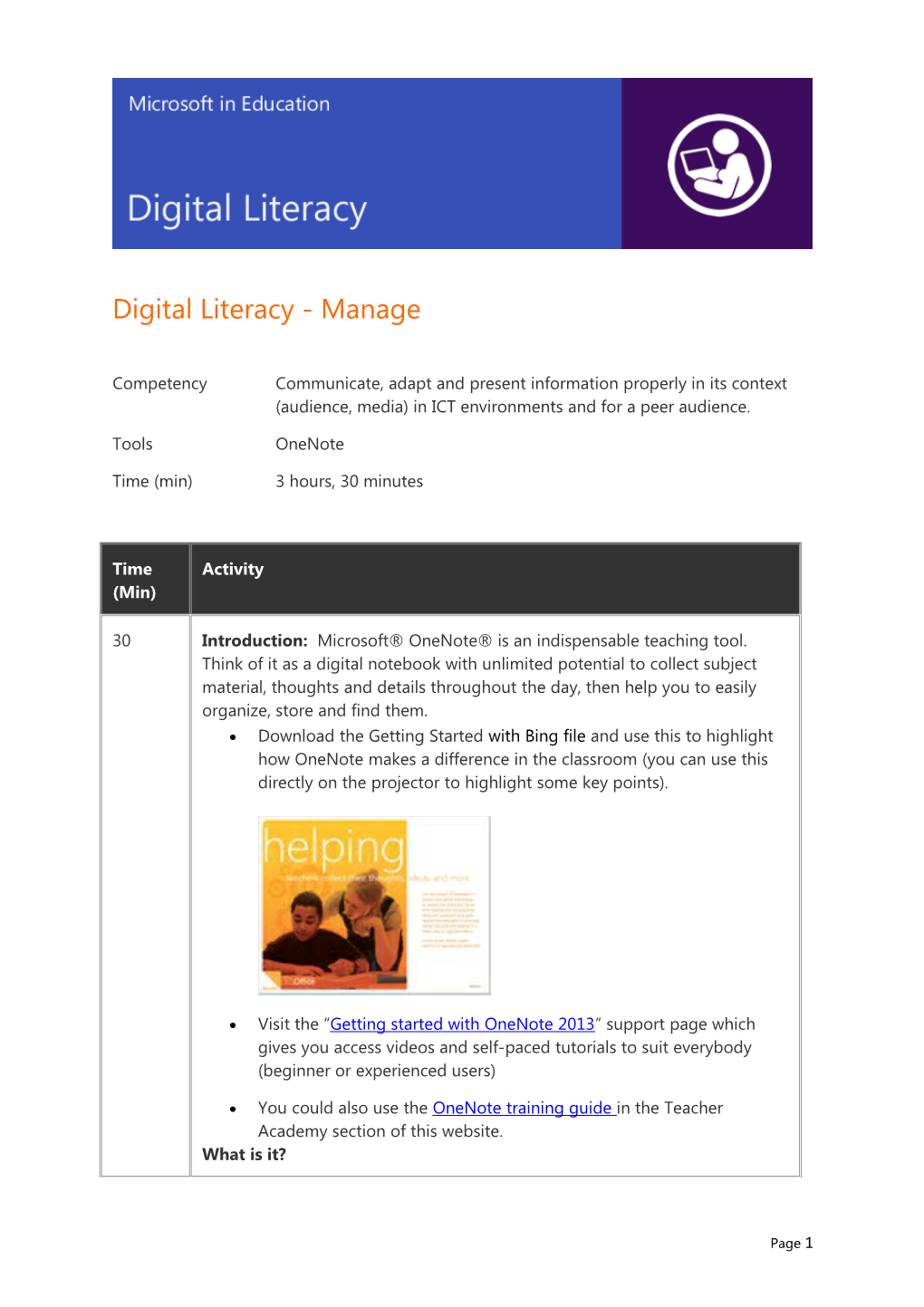 Digital Literacy - Manage