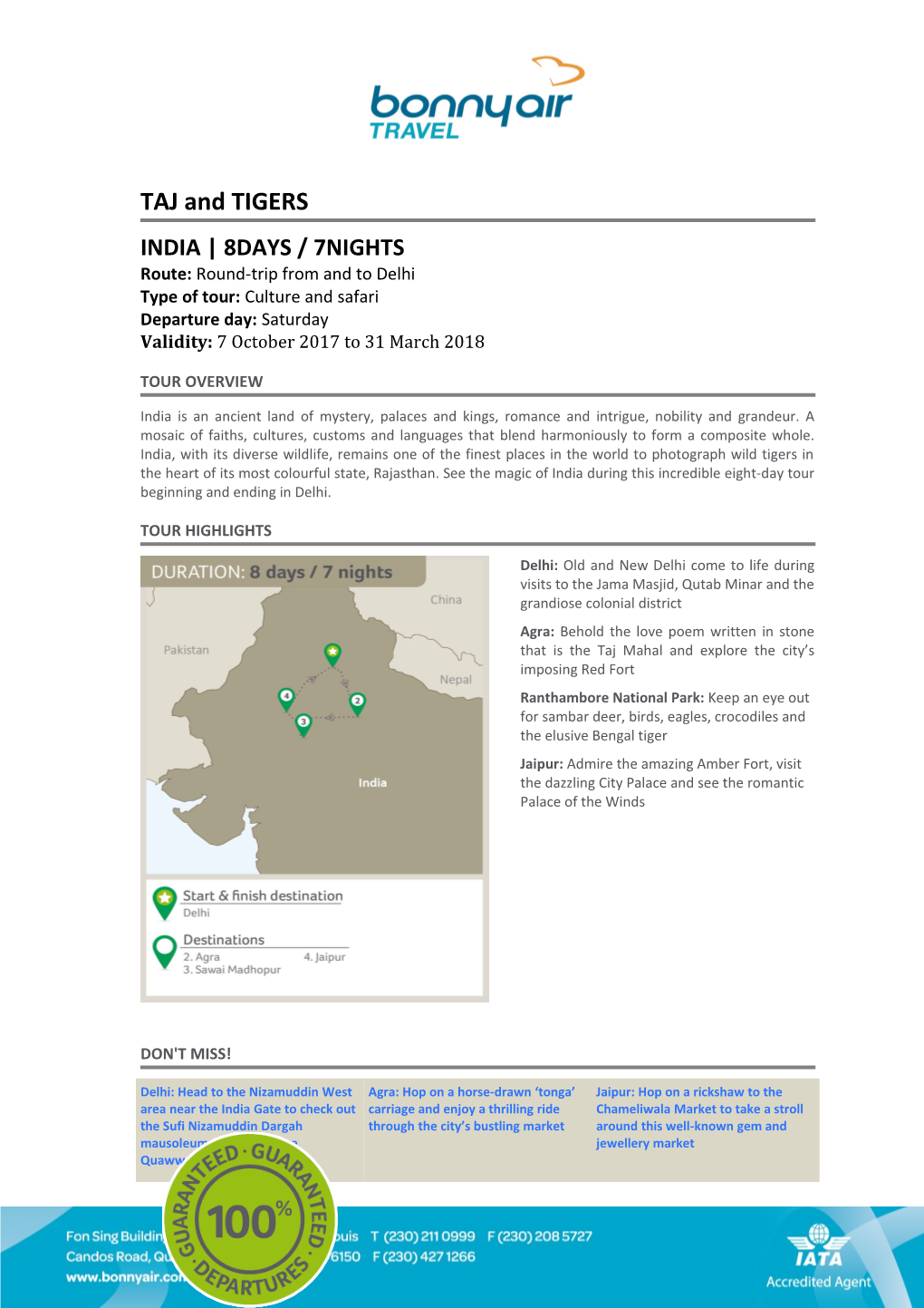 Route: Round-Trip from and to Delhi