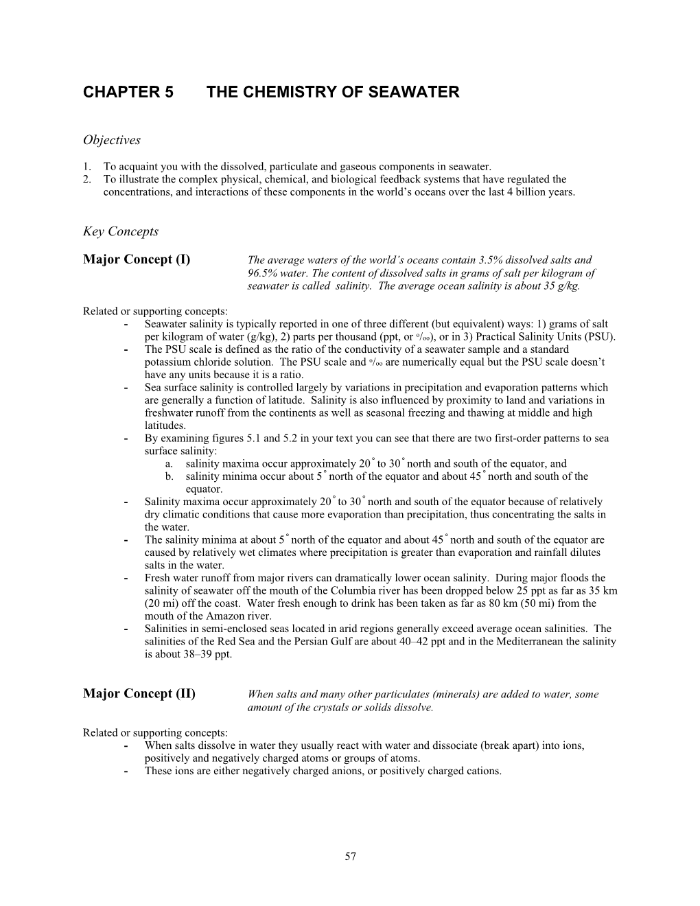 C5 the Chemistry of Seawater