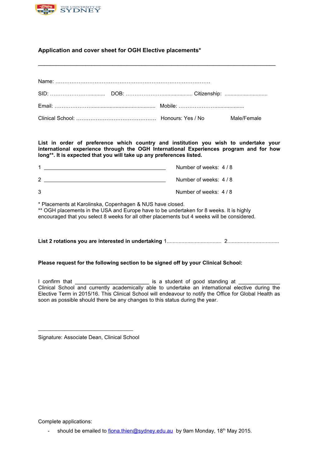 Application Form For s3