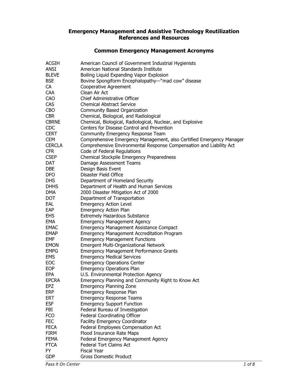 Common Emergency Management Acronyms s1