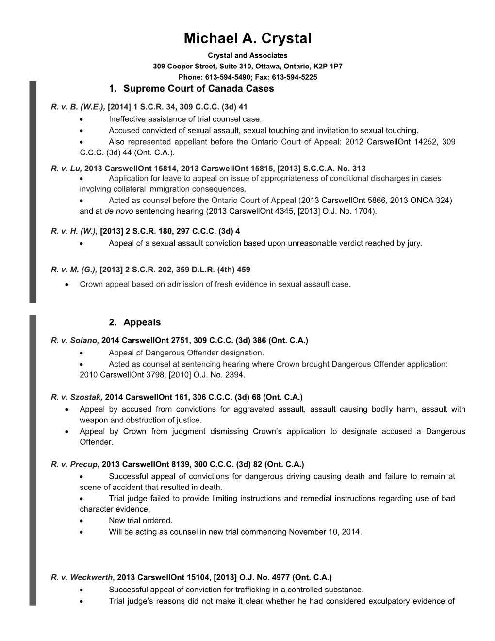 Supreme Court of Canada Cases