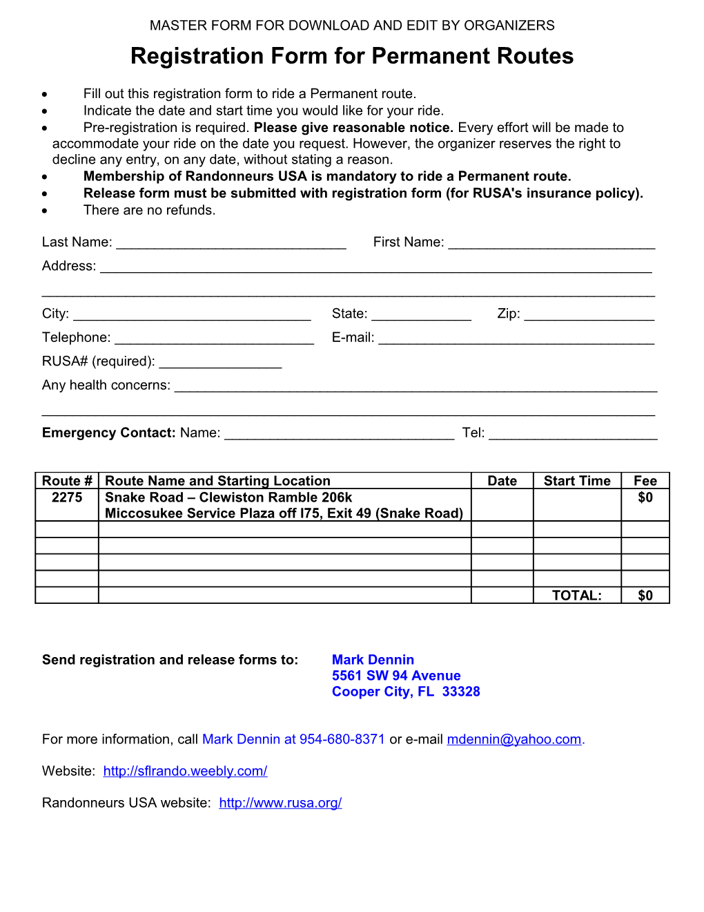 Fill out This Registration Form to Pre-Register for the Brevet