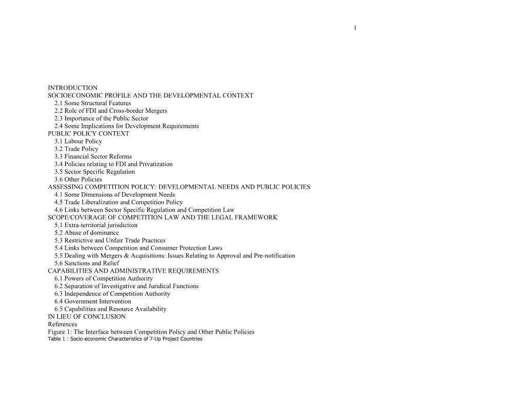 Table : Socio-Economic Characteristics of 7-Up Project Countries