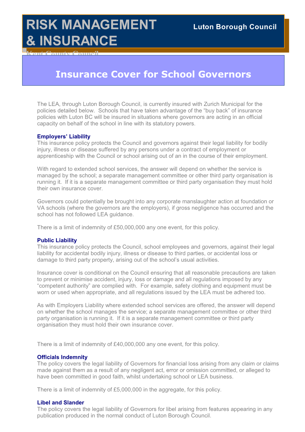 Insurance Cover for Schools