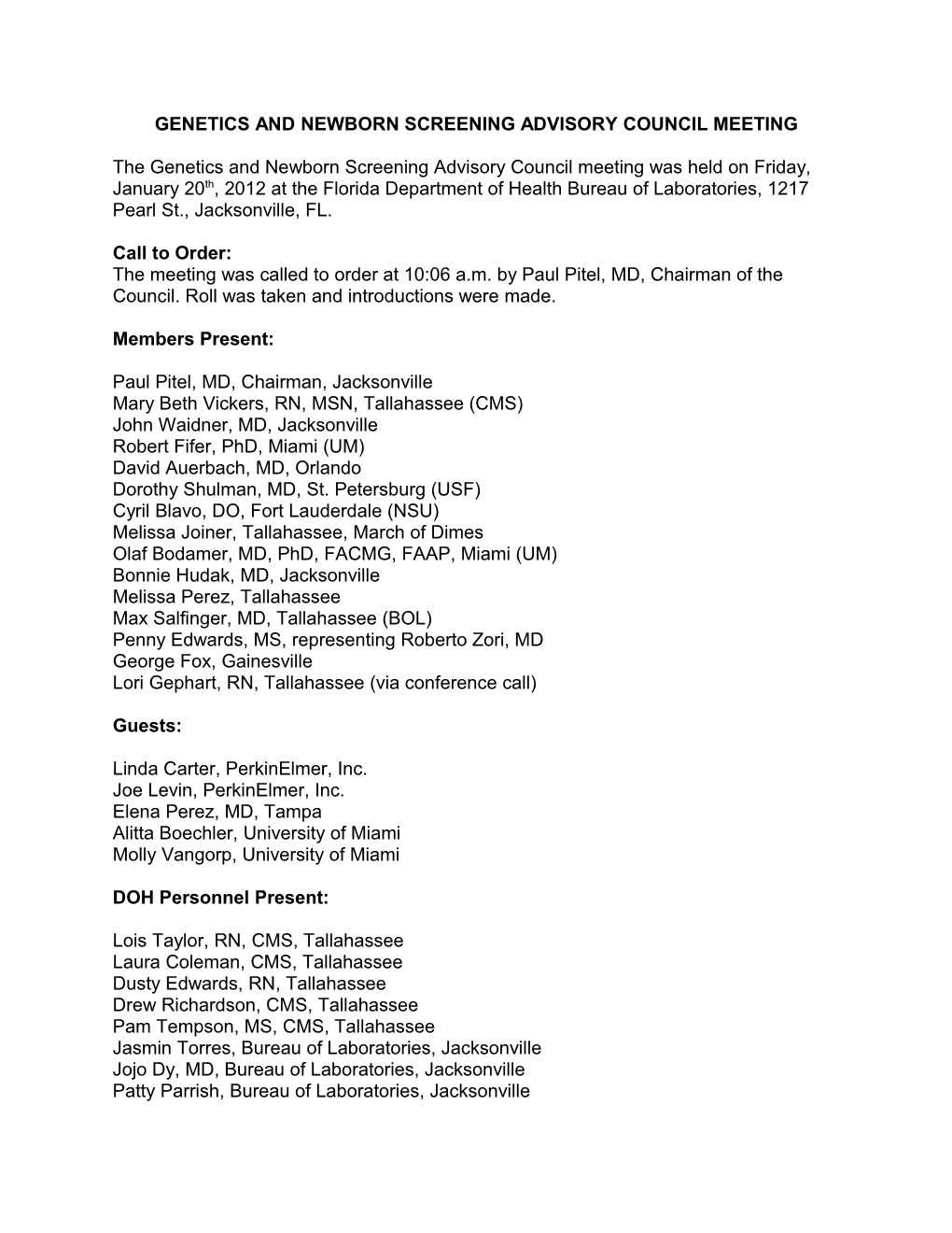 Genetics and Newborn Screening Advisory Council Meeting s1