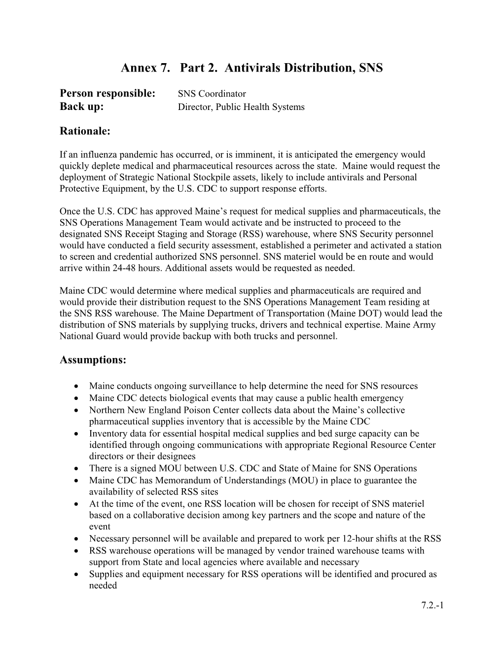 Annex 7.Part 2. Antiviralsdistribution, SNS