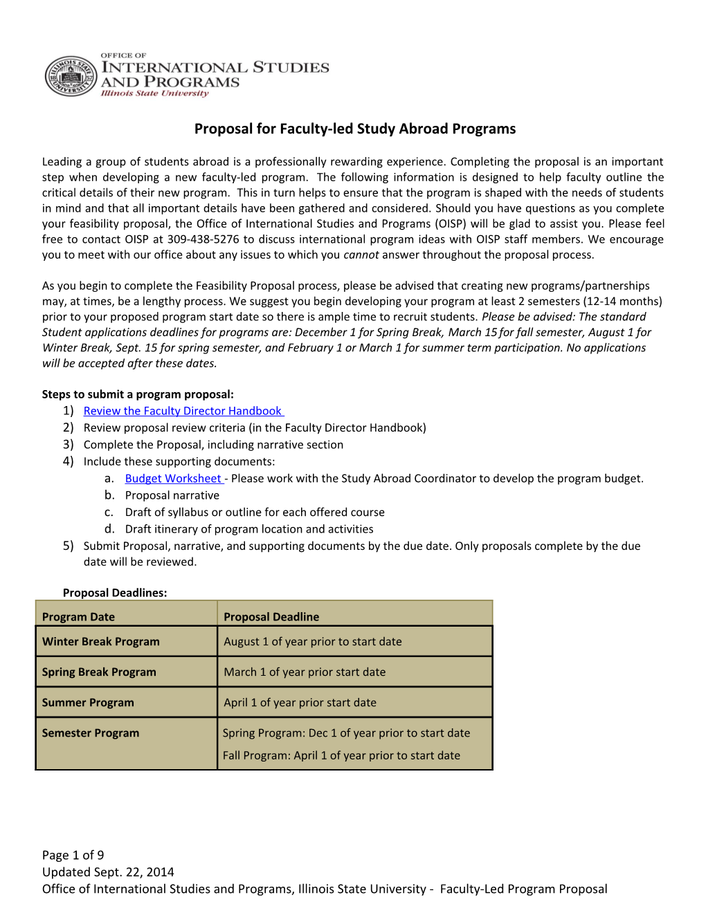 Study Abroad Program Proposal